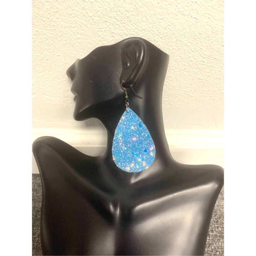 Blue Sparkly Drop Earrings